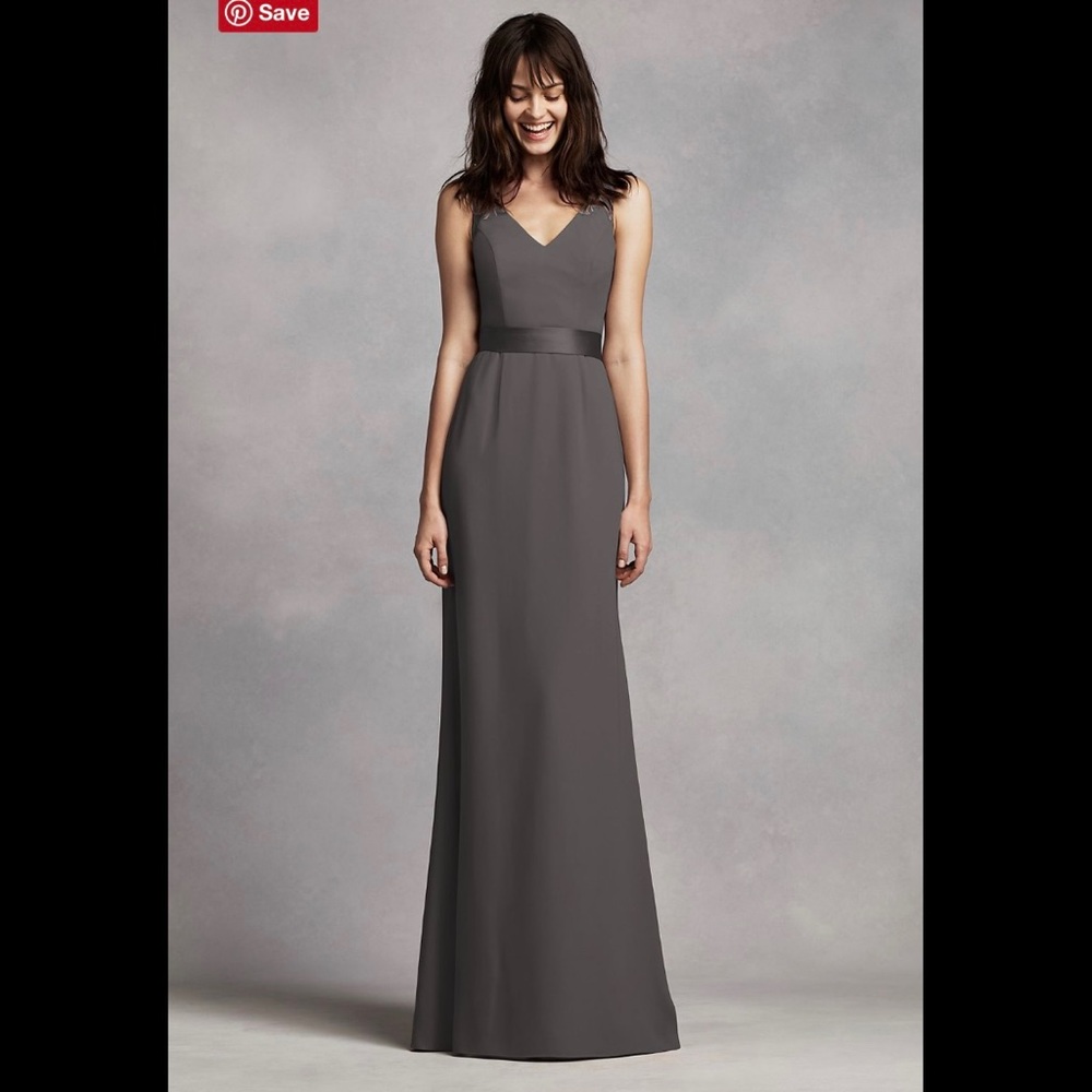 David’s Bridal - Vera Wang - Long Satin Open Back Bridesmaid Dress